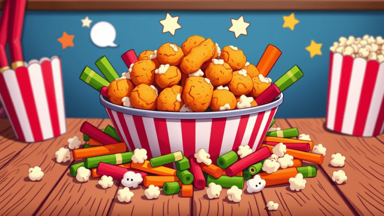 Popcorn Chicken and Veggie Sticks for Movie Night